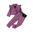 thumbnail image 1 of Bagilaanoe 2pcs Toddler Baby Girl Long Pants Set Long Sleeve Lapel Jacket Outwear + Trousers with Belt Bag 1T 2T 3T 4T 5T 6T Kids Casual Fall Outfits, 1 of 9