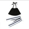 thumbnail image 1 of Bagilaanoe 2pcs Toddler Baby Girl Long Pants Set Off Shoulder Crop Tops + Stripe Leggings Trousers 1T 2T 3T 4T 5T 6T Kids Summer Casual Outfits, 1 of 5
