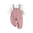 thumbnail image 1 of Bagilaanoe 2pcs Toddler Baby Girl Overalls Pants Set  Long Sleeve T Shirt Tops + Suspender Trousers 6M 12M 18M 24M 3T 4T Kids Casual Fall Outfits, 1 of 9