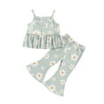 thumbnail image 1 of Bagilaanoe 2pcs Toddler Baby Girl Pants Set Floral Sleeveless Cami Tops + Flare Trousers 6M 12M 18M 24M 3T 4T Kids Casual Clothes, 1 of 7