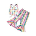 thumbnail image 1 of Bagilaanoe 2pcs Toddler Baby Girl Pants Set Flower Sleeveless Tank Tops + Striped Flare Trousers 12M 18M 24M 3T 4T 5T Kids Casual Clothes, 1 of 7