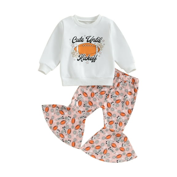 Bagilaanoe 2pcs Toddler Baby Girl Pants Set Long Sleeve Sweatshirt Tops   Flare Trousers 6M 12M 18M 24M 3T 4T Kids Casual Clothes