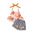 thumbnail image 1 of Bagilaanoe 2pcs Toddler Baby Girl Short Pants Set Print Sleeveless Cami Tops + Shorts 1T 2T 3T 4T 5T 6T Kids Casual Summer Outfits, 1 of 9