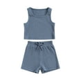 thumbnail image 1 of Bagilaanoe 2pcs Toddler Baby Girl Short Pants Set Sleeveless Tank Tops + Shorts 6M 12M 18M 24M 3T 4T Kids Casual Summer Outfits, 1 of 8