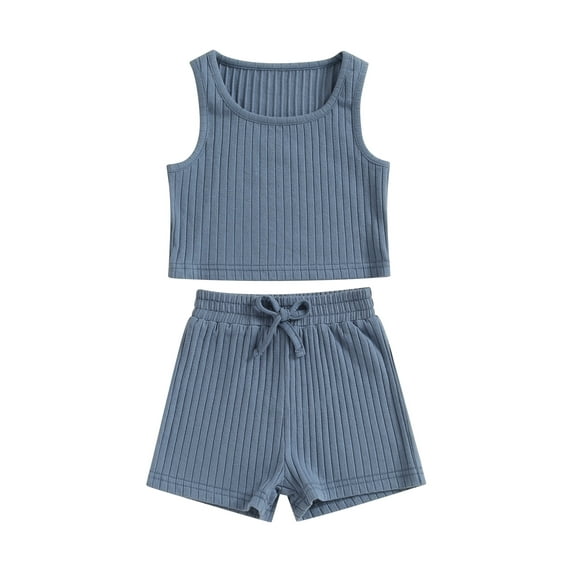 Bagilaanoe 2pcs Toddler Baby Girl Short Pants Set Sleeveless Tank Tops + Shorts 6M 12M 18M 24M 3T 4T Kids Casual Summer Outfits