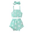 thumbnail image 1 of Bagilaanoe 2pcs Toddler Baby Girl Shorts Set Flower Sleeveless Camisole Tops + Shorts + Hairband 6M 9M 12M 18M 24M Kids Casual Summer Clothes, 1 of 9