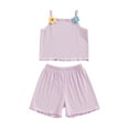 thumbnail image 1 of Bagilaanoe 2pcs Toddler Baby Girl Shorts Set Flowers Sleeveless Camisole Tops + Shorts Kids Casual Summer Clothes, 1 of 1
