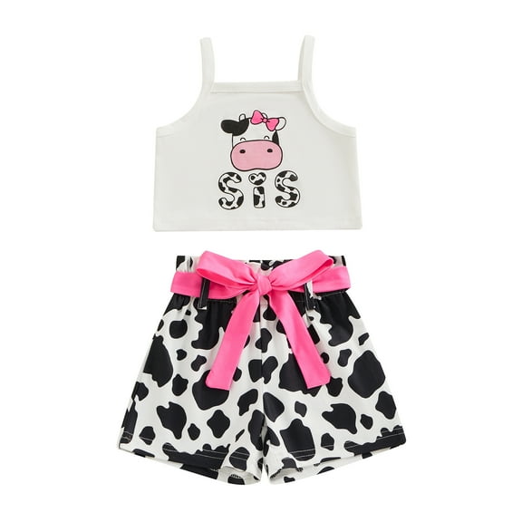 Bagilaanoe 2pcs Toddler Baby Girl Shorts Set Letter Print Sleeveless Tank Tops Tops   Shorts with Belt 6M 12M 18M 24M 3T 4T Kids Casual Summer Clothes