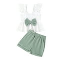thumbnail image 1 of Bagilaanoe 2pcs Toddler Baby Girl Shorts Set Ruffles Sleeve A-Line Tops + Shorts 6M 12M 18M 24M 3T 4T Kids Casual Summer Clothes, 1 of 7
