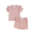 thumbnail image 1 of Bagilaanoe 2pcs Toddler Baby Girl Shorts Set Short Sleeve Heart Print T Shirt Tops + Shorts 6M 12M 18M 24M 3T 4T Kids Casual Summer Clothes, 1 of 7