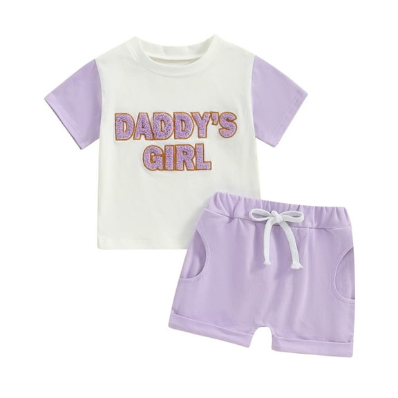 Bagilaanoe 2pcs Toddler Baby Girl Shorts Set Short Sleeve Letter Embroidery T Shirt Tops   Shorts 3M 6M 12M 18M 24M 3T Kids Casual Summer Clothes