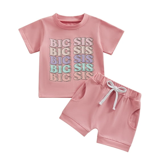 Bagilaanoe 2pcs Toddler Baby Girl Shorts Set Short Sleeve Letter Print T Shirt Tops + Shorts 12M 18M 24M 3T 4T 5T Kids Casual Summer Clothes