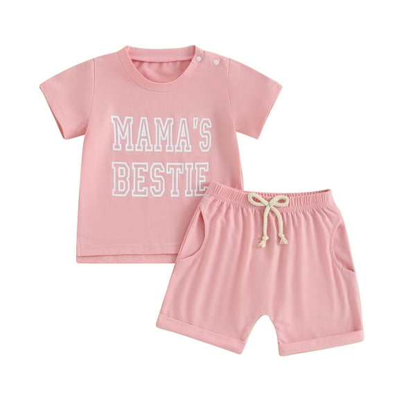 Bagilaanoe 2pcs Toddler Baby Girl Shorts Set Short Sleeve Letter Print T Shirt Tops   Shorts 6M 12M 18M 24M 3T 4T Kids Casual Summer Clothes