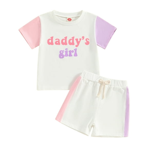 Bagilaanoe 2pcs Toddler Baby Girl Shorts Set Short Sleeve Letter Print T Shirt Tops   Shorts 6M 12M 18M 24M 3T 4T Kids Casual Summer Clothes