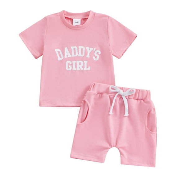 Bagilaanoe 2pcs Toddler Baby Girl Shorts Set Short Sleeve Letter Print T Shirt Tops + Shorts 6M 12M 18M 24M 3T Kids Casual Summer Clothes