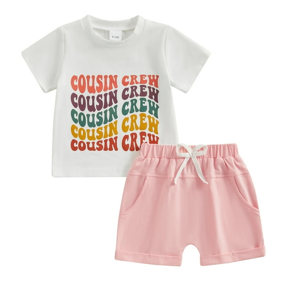 Bagilaanoe 2pcs Toddler Baby Girl Shorts Set Short Sleeve Letter Print T Shirt Tops + Shorts 6M 12M 18M 24M 3T Kids Casual Summer Clothes