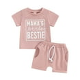 thumbnail image 1 of Bagilaanoe 2pcs Toddler Baby Girl Shorts Set Short Sleeve Letter Print T Shirt Tops + Shorts 6M 12M 18M 24M 3T Kids Casual Summer Clothes, 1 of 7