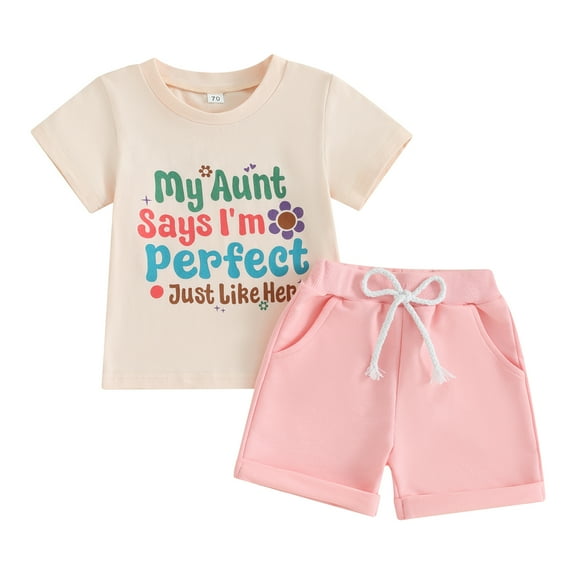 Bagilaanoe 2pcs Toddler Baby Girl Shorts Set Short Sleeve Letter Print T Shirt Tops   Shorts 6M 12M 18M 24M 3T Kids Casual Summer Clothes