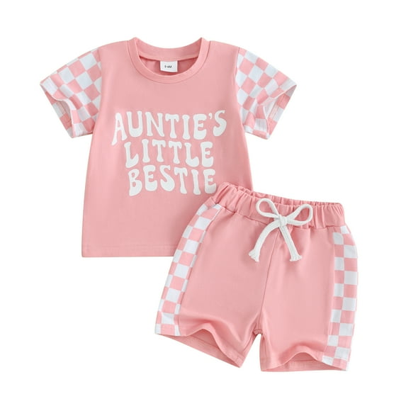 Bagilaanoe 2pcs Toddler Baby Girl Shorts Set Short Sleeve Letter Print T Shirt Tops + Shorts 6M 12M 18M 24M 3T Kids Casual Summer Clothes