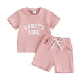 thumbnail image 1 of Bagilaanoe 2pcs Toddler Baby Girl Shorts Set Short Sleeve Letter Print T Shirt Tops + Shorts 6M 12M 18M 24M 3T Kids Casual Summer Clothes, 1 of 8