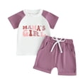 thumbnail image 1 of Bagilaanoe 2pcs Toddler Baby Girl Shorts Set Short Sleeve Letter Print T Shirt Tops + Shorts 6M 12M 18M 24M 3T Kids Casual Summer Clothes, 1 of 8