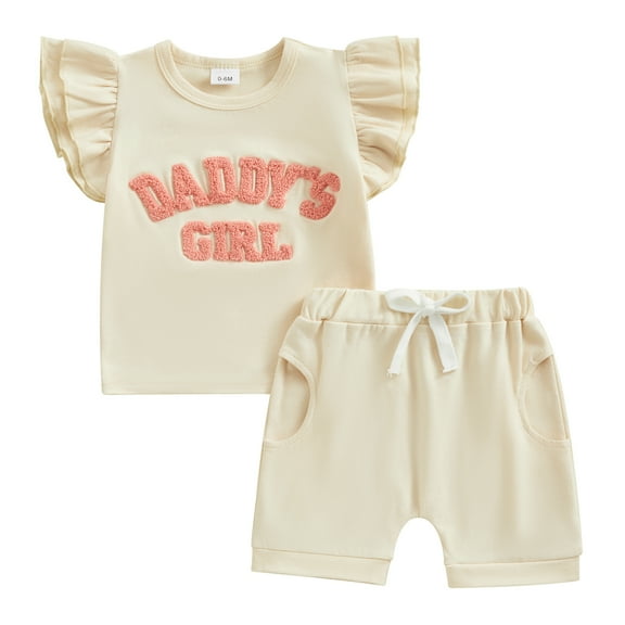 Bagilaanoe 2pcs Toddler Baby Girl Shorts Set Short Sleeve Letter Print T Shirt Tops Shorts 6M 12M 18M 24M 3T Kids Casual Summer Clothes