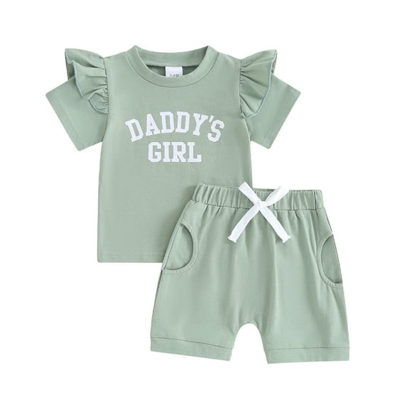 Bagilaanoe 2pcs Toddler Baby Girl Shorts Set Short Sleeve Letter Print T Shirt Tops + Shorts 6M 12M 18M 24M 3T Kids Casual Summer Clothes