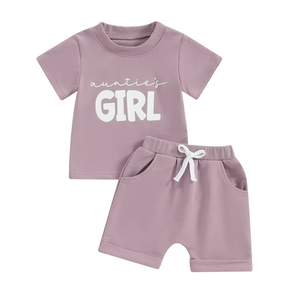 Bagilaanoe 2pcs Toddler Baby Girl Shorts Set Short Sleeve Letter Print T Shirt Tops + Shorts 6M 12M 18M 24M 3T Kids Casual Summer Clothes
