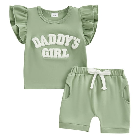 Bagilaanoe 2pcs Toddler Baby Girl Shorts Set Short Sleeve Letter Print T Shirt Tops + Shorts 6M 12M 18M 24M 3T Kids Casual Summer Clothes