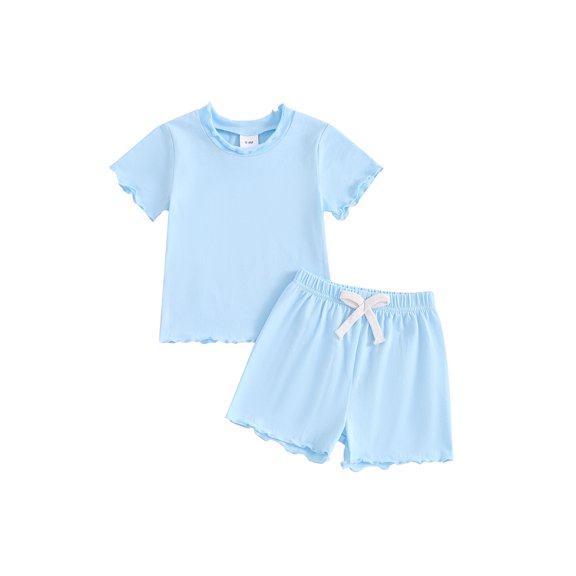 Bagilaanoe 2pcs Toddler Baby Girl Shorts Set Short Sleeve T Shirt Tops   Shorts 12M 18M 24M 3T 4T 5T Kids Casual Summer Clothes