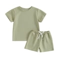 thumbnail image 1 of Bagilaanoe 2pcs Toddler Baby Girl Shorts Set Short Sleeve T Shirt Tops + Shorts 2T 3T 4T 5T 6T Kids Casual Summer Clothes, 1 of 8