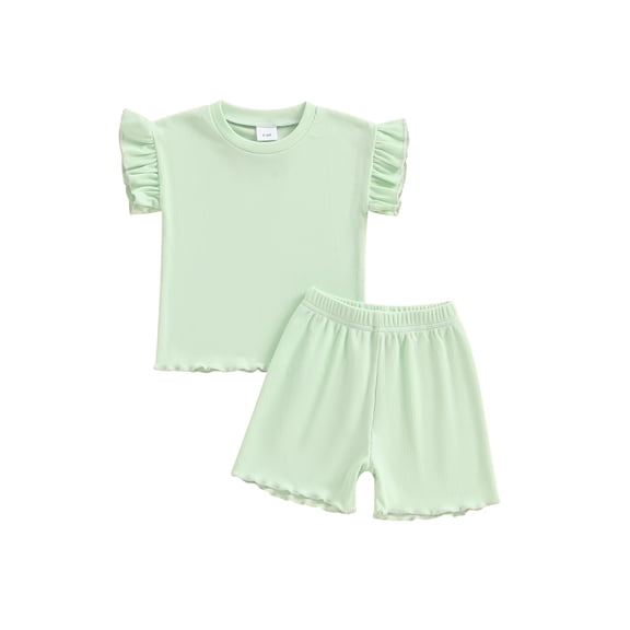 Bagilaanoe 2pcs Toddler Baby Girl Shorts Set Short Sleeve T Shirt Tops   Shorts 6M 12M 18M 24M 3T 4T Kids Casual Summer Clothes