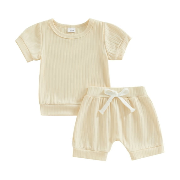 Bagilaanoe 2pcs Toddler Baby Girl Shorts Set Short Sleeve T Shirt Tops + Shorts 6M 12M 18M 24M 3T Kids Casual Summer Clothes
