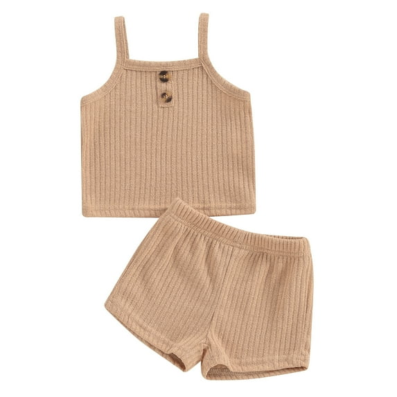 Bagilaanoe 2pcs Toddler Baby Girl Shorts Set Sleeveless Cami Tops + Shorts 12M 18M 24M 3T 4T 5T Kids Casual Summer Clothes