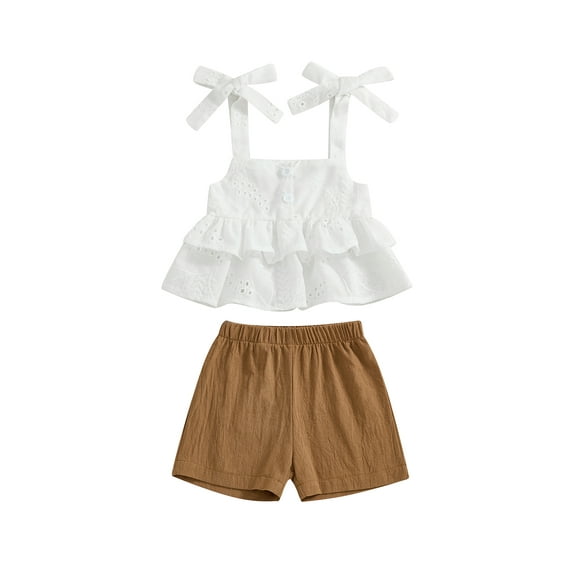 Bagilaanoe 2pcs Toddler Baby Girl Shorts Set Sleeveless Camisole Tops Shorts 6M 12M 18M 24M 3T 4T Kids Casual Summer Clothes