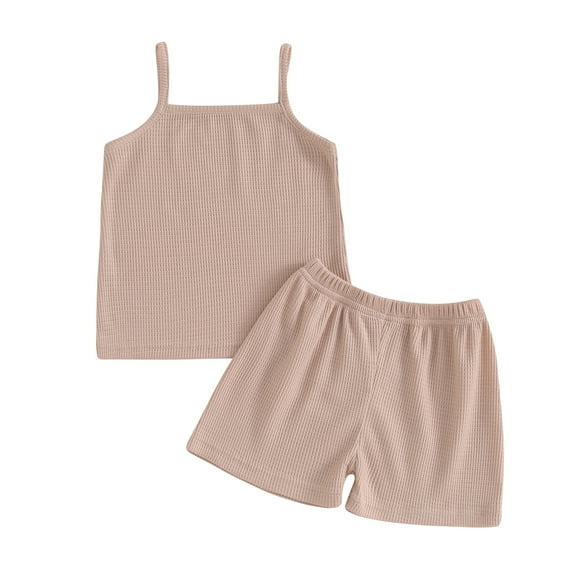 Bagilaanoe 2pcs Toddler Baby Girl Shorts Set Sleeveless Camisole Tops + Shorts 6M 12M 24M 3T 4T 5T Kids Casual Summer Clothes