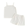 thumbnail image 1 of Bagilaanoe 2pcs Toddler Baby Girl Shorts Set Sleeveless Camisole Tops + Shorts 6M 12M 24M 3T 4T 5T Kids Casual Summer Clothes, 1 of 8