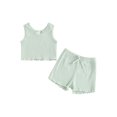 thumbnail image 1 of Bagilaanoe 2pcs Toddler Baby Girl Shorts Set Sleeveless Tank Tops + Ruffle Shorts 12M 18M 24M 3T 4T 5T Kids Casual Summer Clothes, 1 of 9