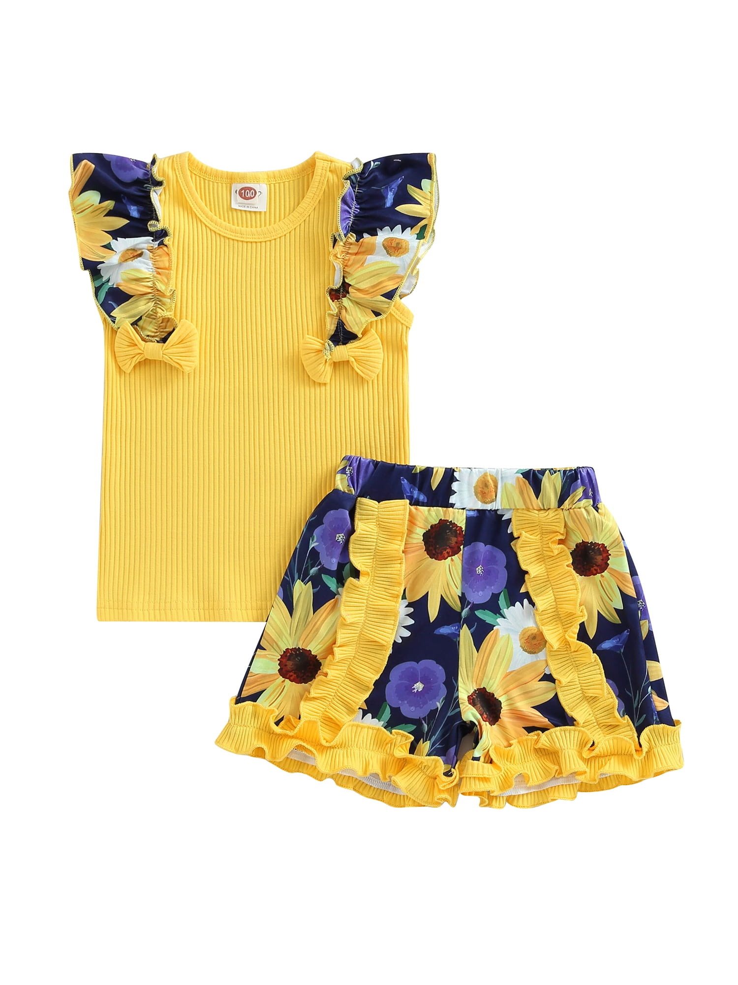 Bagilaanoe 2pcs Toddler Baby Girls Short Pants Set Short Sleeve TShirt