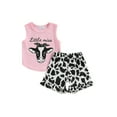 thumbnail image 1 of Bagilaanoe 2pcs Toddler Baby Girls Short Pants Set Sleeveless Letter Print Vest Tops + Shorts 6M 12M 18M 24M 3T Kids Casual Summer Outfits, 1 of 9