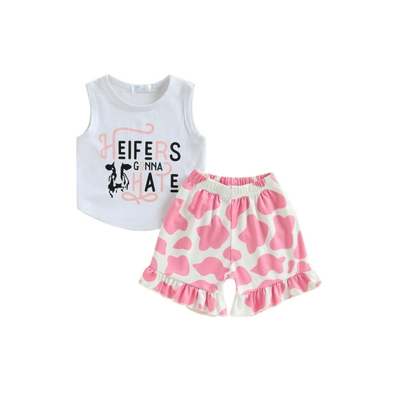Bagilaanoe 2pcs Toddler Baby Girls Short Pants Set Sleeveless Letter Print Vest Tops + Shorts 6M 12M 18M 24M 3T Kids Casual Summer Outfits