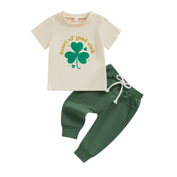 Bagilaanoe 2pcs Toddler Baby Holiday Outfits Boy Pants Set Long Sleeve T-Shirt Tops + Sweatpants 6M 12M 18M 24M 3T Kids Casual Clothes