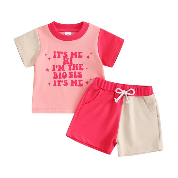 Bagilaanoe 2pcs Toddler Brother and Sister Matching Outfits Baby Boy Girl Shorts Set Short Sleeve T Shirt Tops + Shorts 6M 12M 18M 24M 3T Kids Contrast Color Summer Clothes