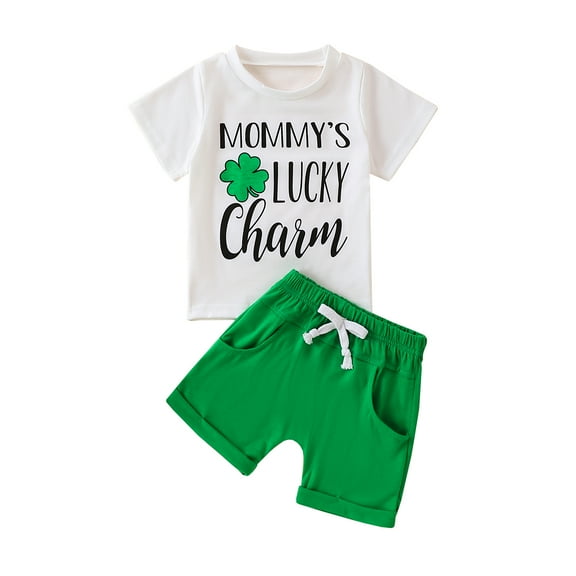 Bagilaanoe 2pcs Toddler Holiday Outfits Baby Girl Boy Shorts Set Short Sleeve Letter Print T Shirt Tops Shorts 6M 12M 18M 24M 3T Kids Casual Summer Clothes