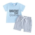 thumbnail image 1 of Bagilaanoe 2pcs ToddlerBaby Boy Shorts Set Short Sleeve Letter Print T Shirt Tops + Shorts 6M 12M 18M 24M 3T Kids Casual Summer Clothes, 1 of 7