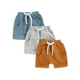 thumbnail image 1 of Bagilaanoe 3 Pack Toddler Baby Boys Shorts 6M 12M 18M 24M 3T Kids Casual Summer Solid Color Drawstring Short Pants, 1 of 6