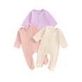 thumbnail image 1 of Bagilaanoe 3 Packs Newborn Footed Jumpsuit Baby Girls Boys Long Sleeve One-pieces 3M 6M Infant Romper Casual Clothing, 1 of 8