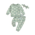 thumbnail image 1 of Bagilaanoe 3PCS Toddler Baby Girl Boy Pants Set Daisy Print Long Sleeve Sweatshirt Tops + Sweatpants 6M 9M 12M 18M 24M 3T Kids Casual Sweatsuits, 1 of 9