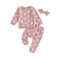 thumbnail image 1 of Bagilaanoe 3PCS Toddler Baby Girl Boy Pants Set Daisy Print Long Sleeve Sweatshirt Tops + Sweatpants 6M 9M 12M 18M 24M 3T Kids Casual Sweatsuits, 1 of 9