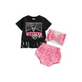 thumbnail image 1 of Bagilaanoe 3PCS Toddler Baby Girls Short Pants Set Print Short Sleeve T-shirt Tops + Floral Shorts + Headband 3M 6M 9M 12M 18M 24M Infant Casual Summer Outfits, 1 of 9